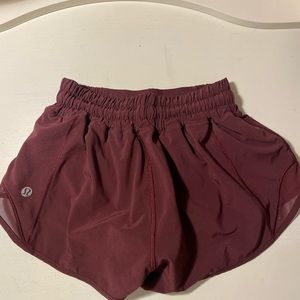 maroon lululemon shorts size 0